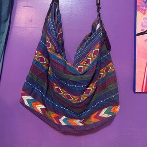 Mixed print oversized purse